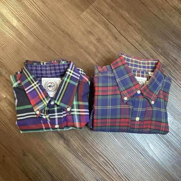 Lot of 2 Cinch Shirt Men’s Medium Plaid Button Down Cotton Long Sleeve - Picture 1 of 16
